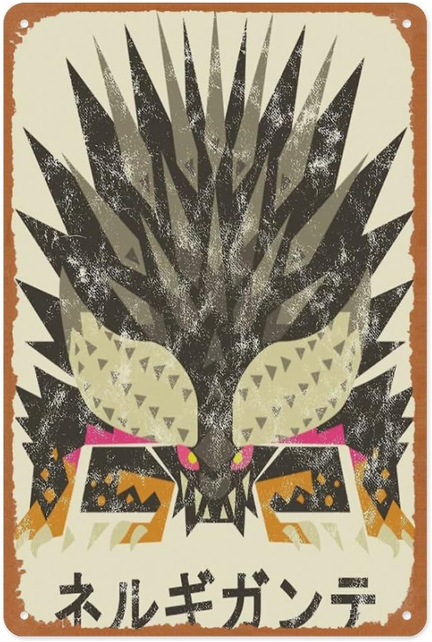 Video Gaming & Esports Usd Acc - Y1, Retro-Spiel-Metallschild – Hunter World Nergigante