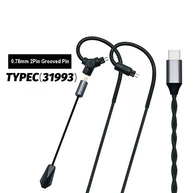Esports Gaming Gear - 0,78 QDC MMCX Gaming-Kopfhörerkabel 3,5mm Typ-C